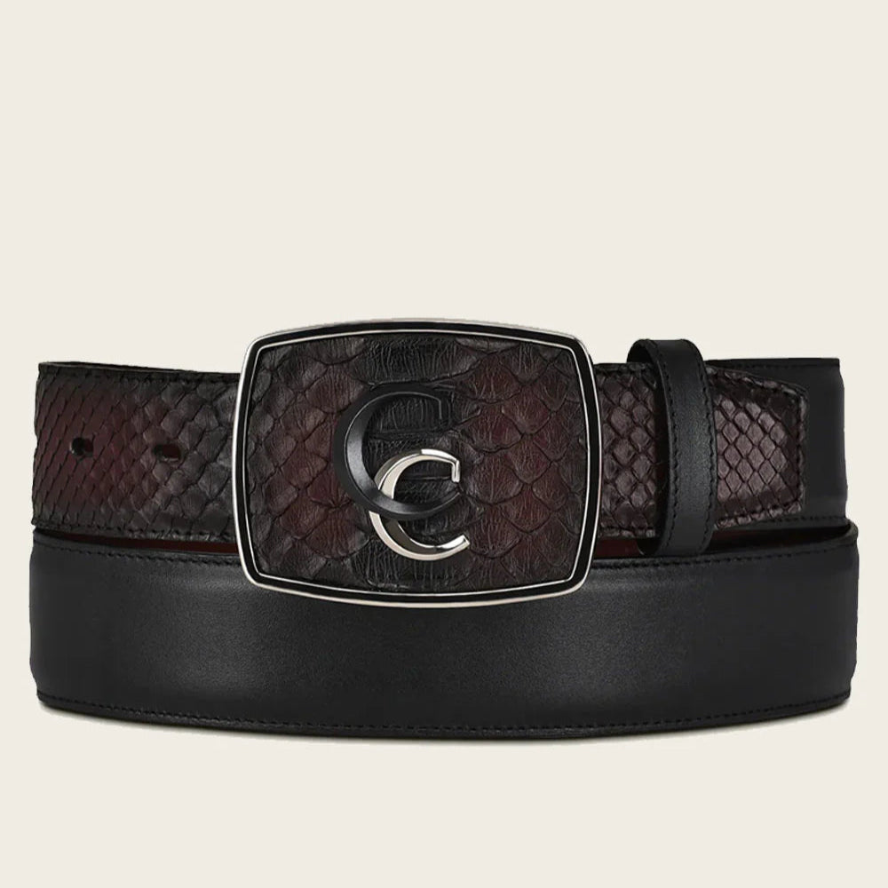 CUADRA MEN'S PYTHON BELT BLACK CHERRY