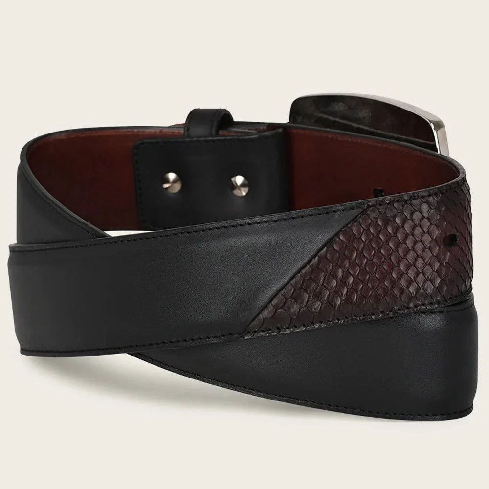 CUADRA MEN'S PYTHON BELT BLACK CHERRY