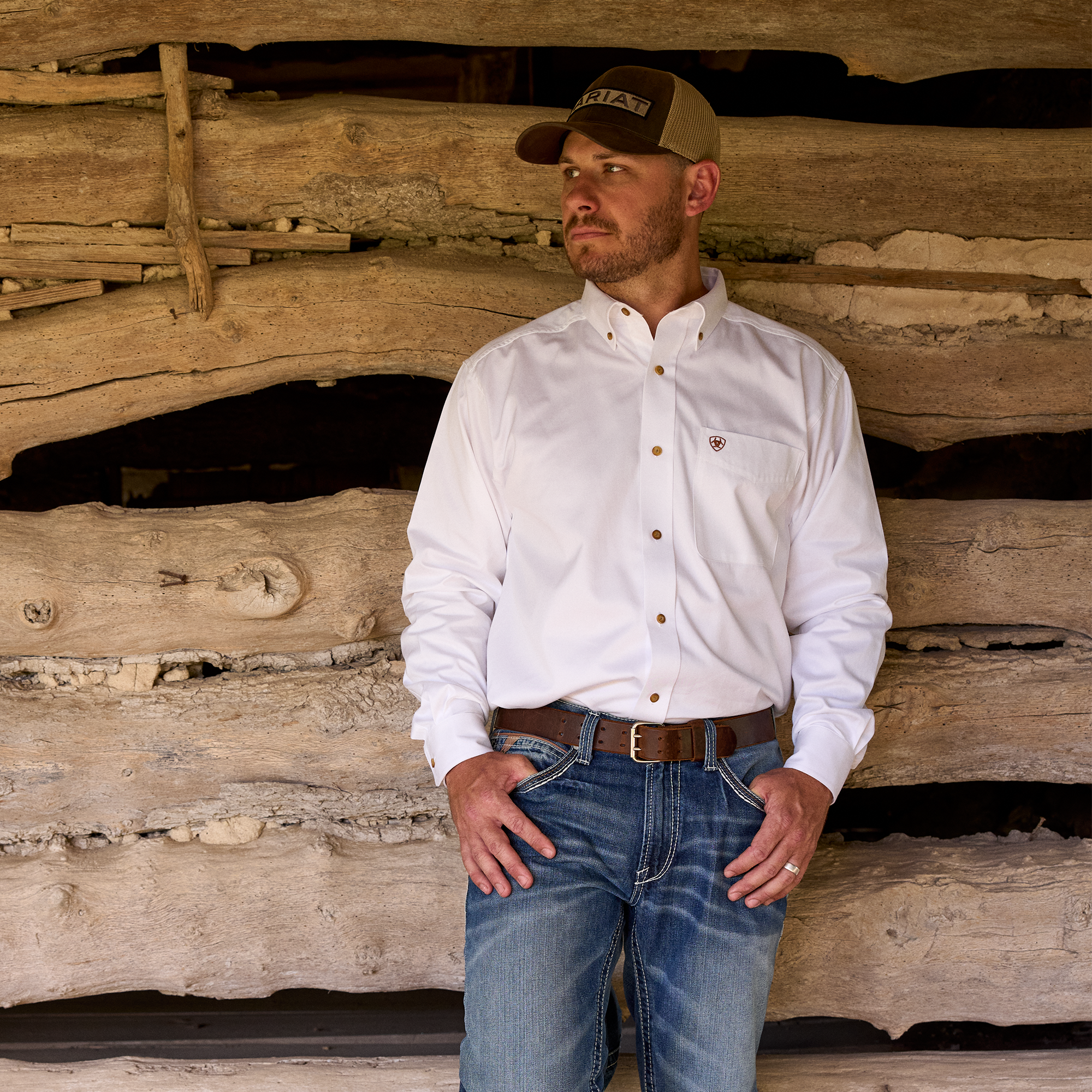 mens ariat white shirt