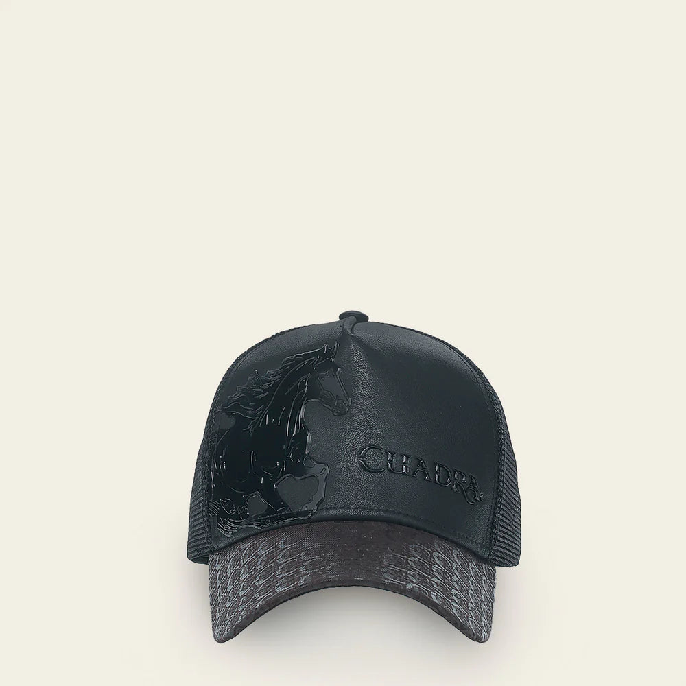 CUADRA BLACK WOMEN’S SNAPBACK CAP IN GENUINE LEATHER WITH HORSE EMBLEM
 NWOT Cuadra Black Women main image 2