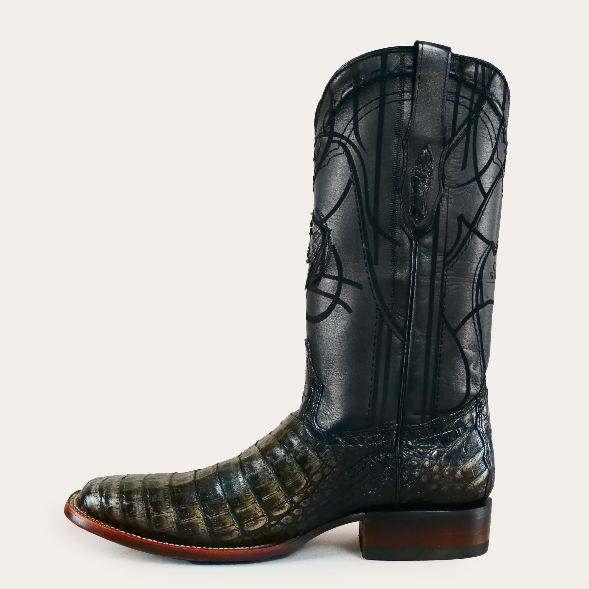 botas cuadra caiman black square toe