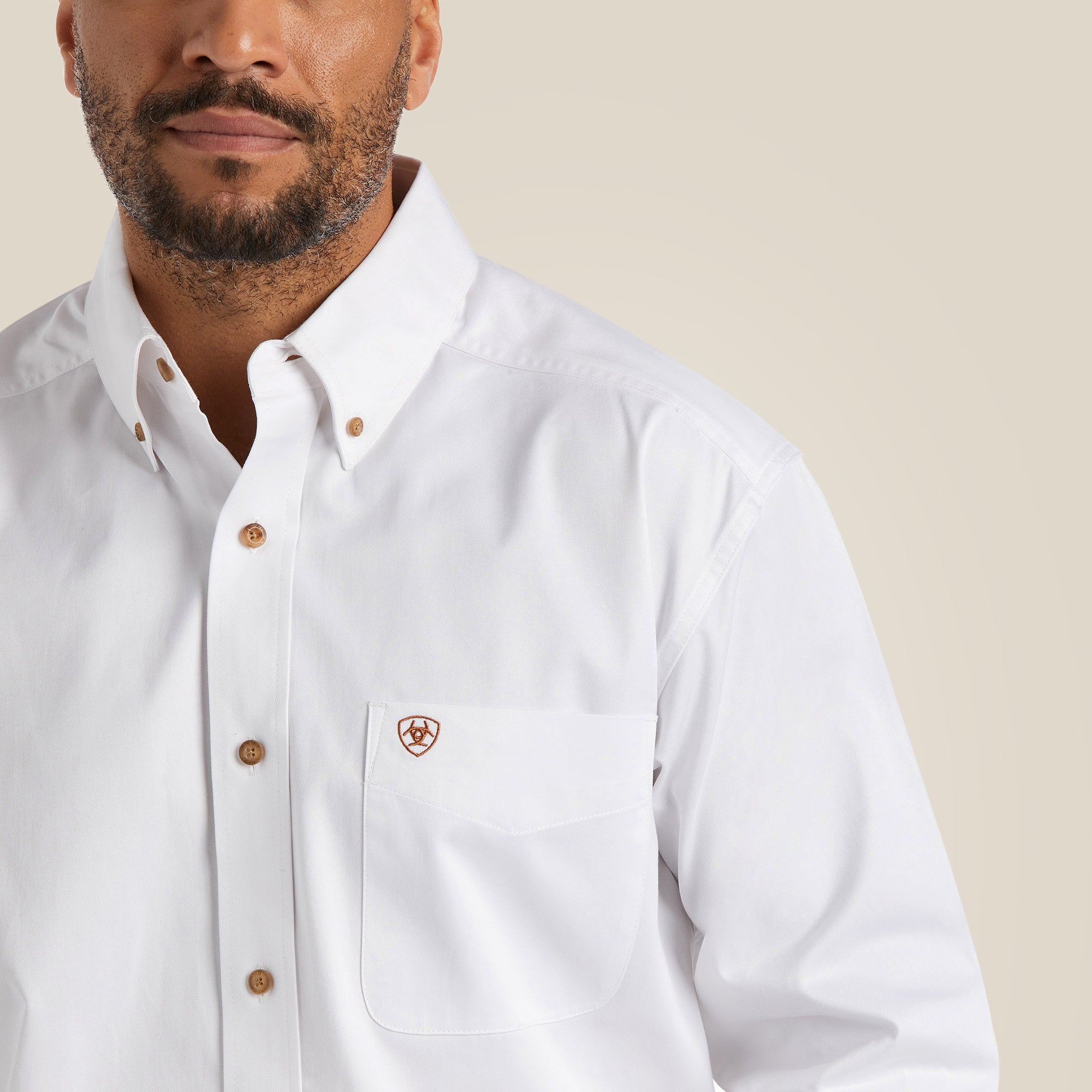 ariat white dress shirt Ariat Men's White/Khaki Team Logo Lightweight Twill Shirt