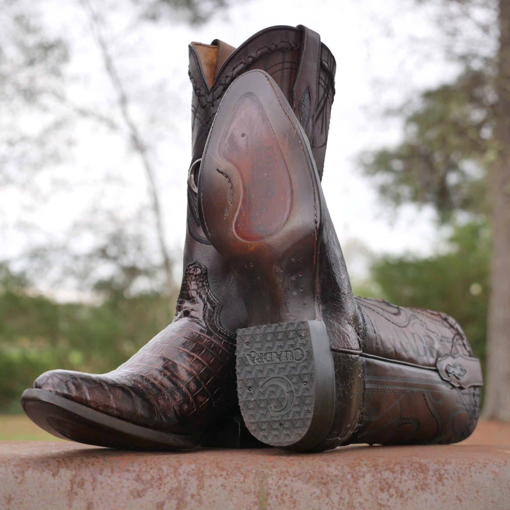 CUADRA Exotic Western Caiman Mens Size US 8 Leather Boots Cowboy Western Exotic Boots for Men – Caiman Leather Snip Toe Western  main image 3