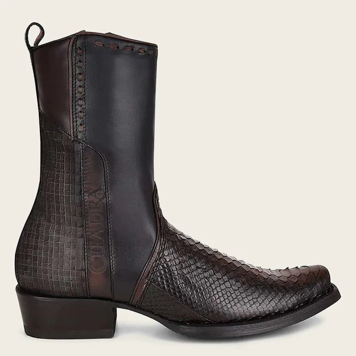 snakeskin boots with zipper