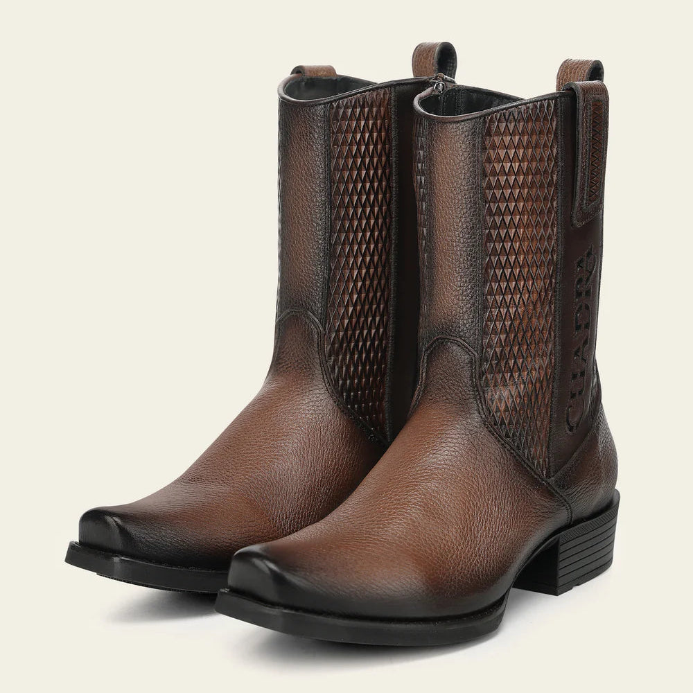 Cuadra Men's Deerskin Zipper Boots Honey CC298