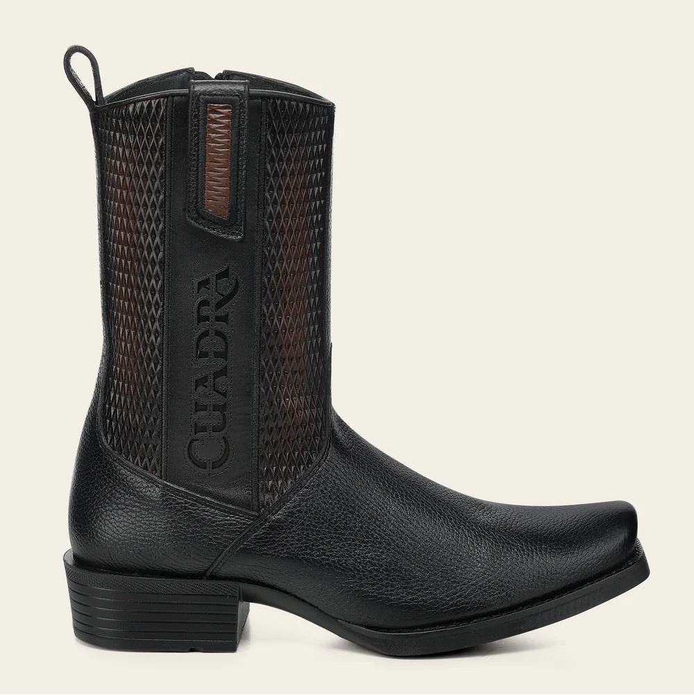 Cuadra Men's Deerskin Zipper Boots Black CC297
