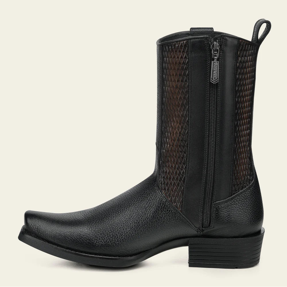 Cuadra Men's Deerskin Zipper Boots Black CC297