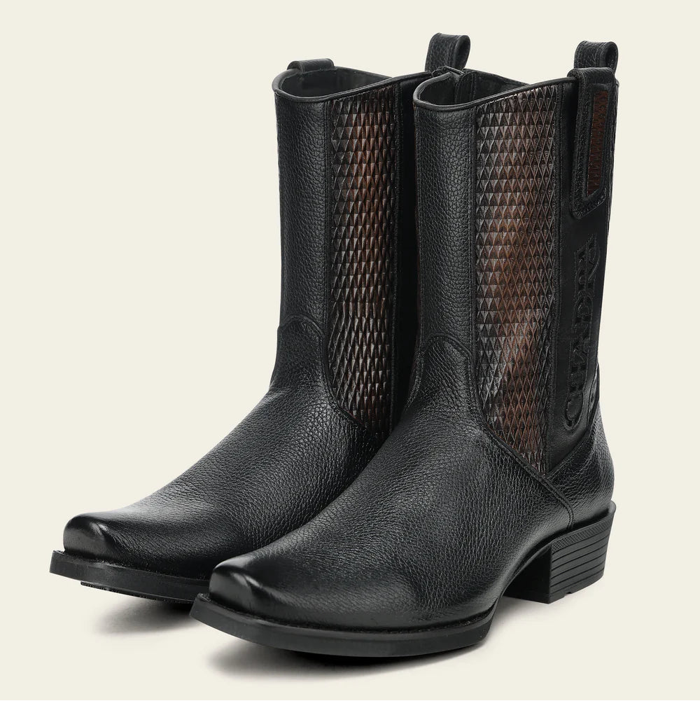 Cuadra Men's Deerskin Zipper Boots Black CC297