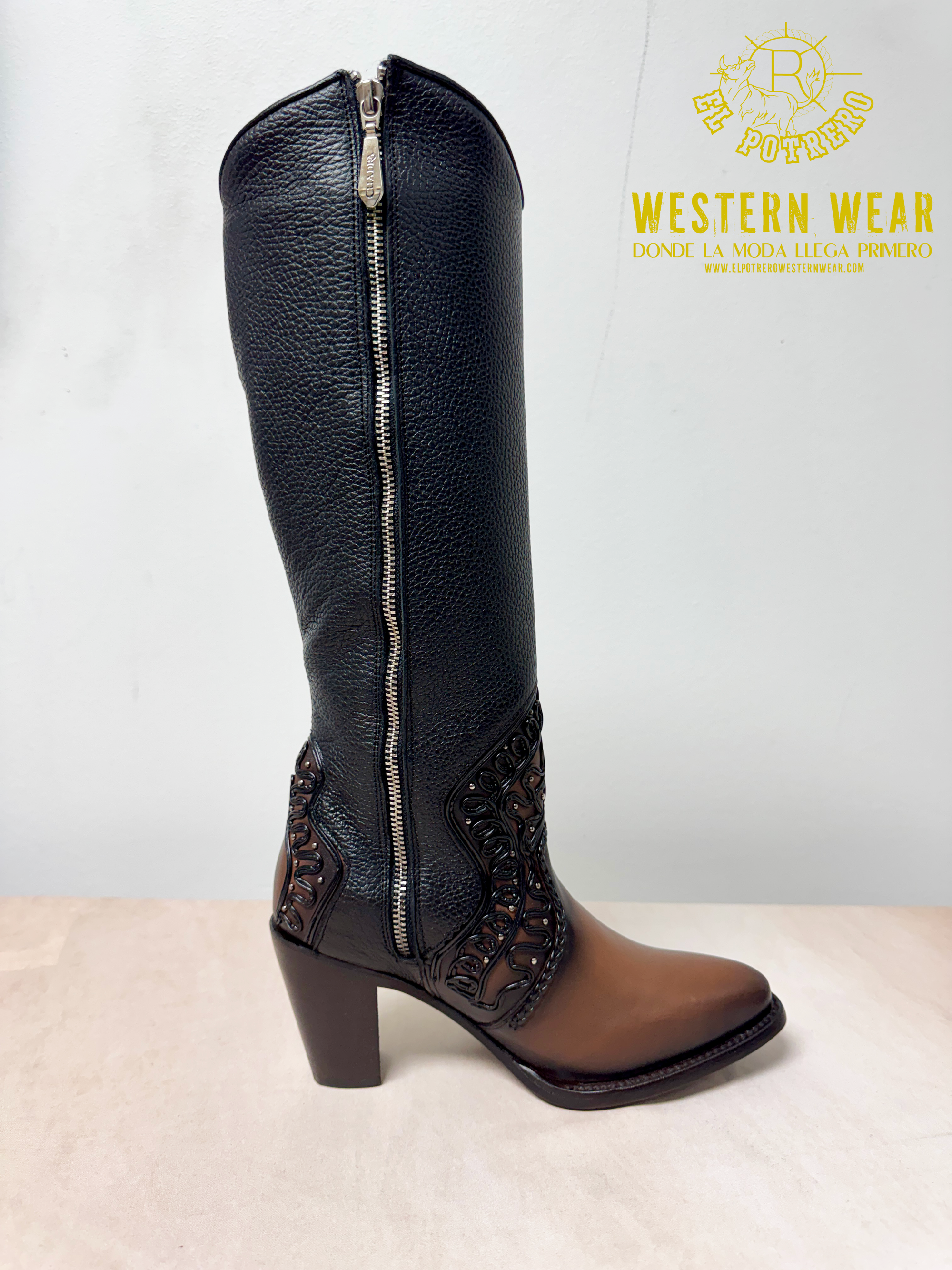 Cuadra Ladies Boot Chocolate Zipper Round Toe CC240