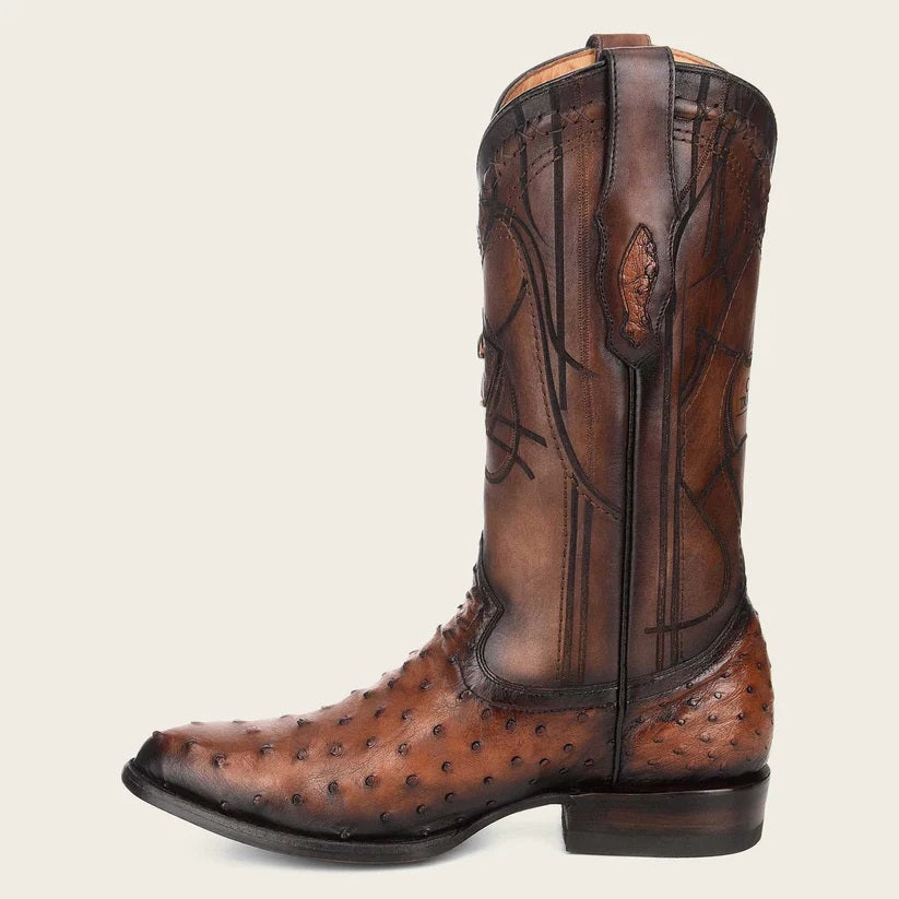 round toe ostrich boots for men