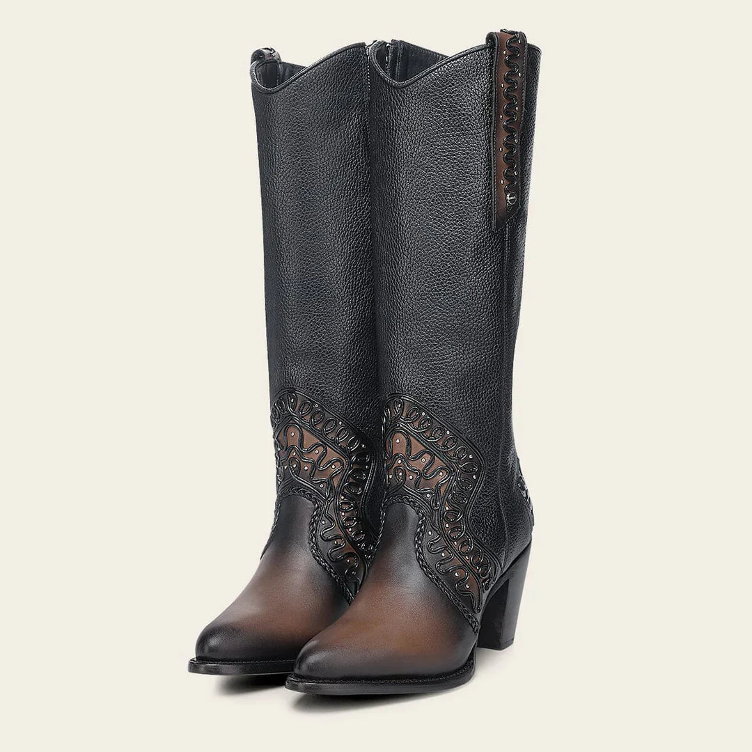 Cuadra Ladies Boot Chocolate Zipper Round Toe CC240