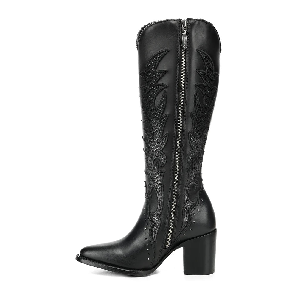 Cuadra Women's Tall Leather Boots Black CC337