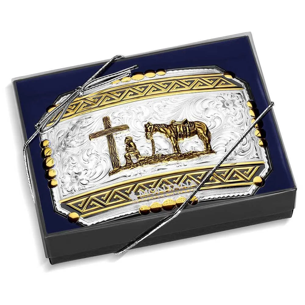 cowboy cross buckle with horse