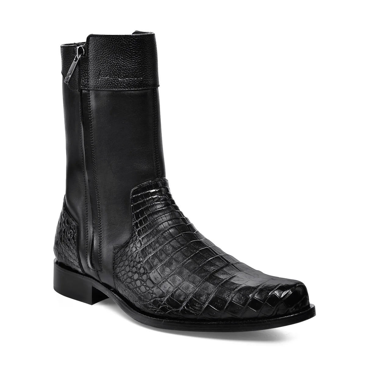Cuadra Men's Caiman Round Toe Black Zipper Boots FC865