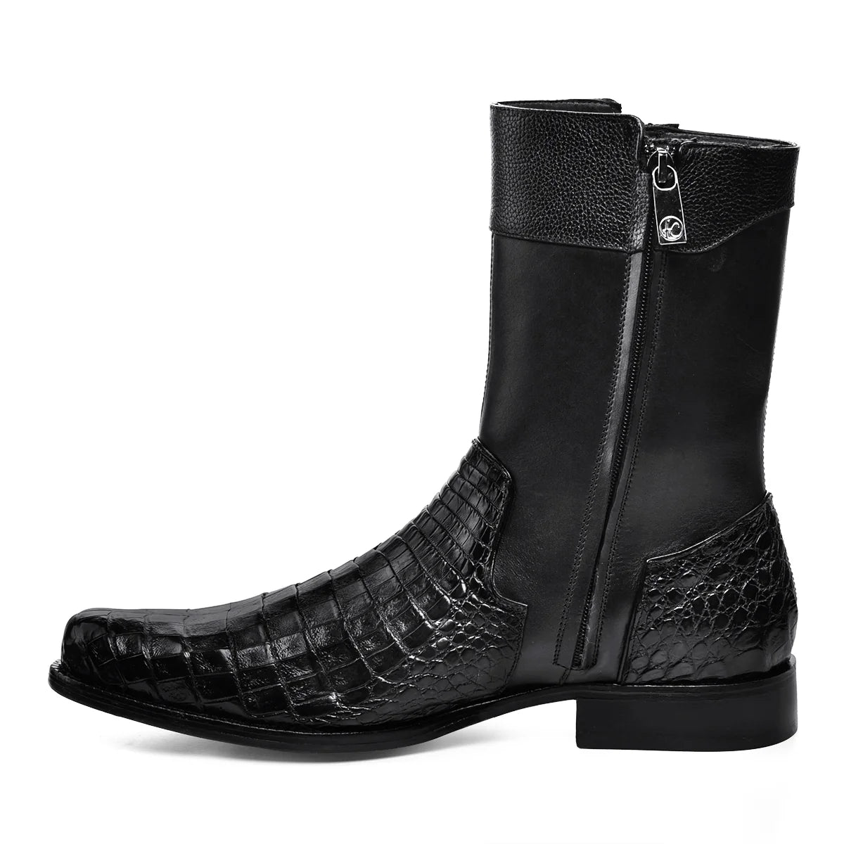 Cuadra Men's Caiman Round Toe Black Zipper Boots FC865