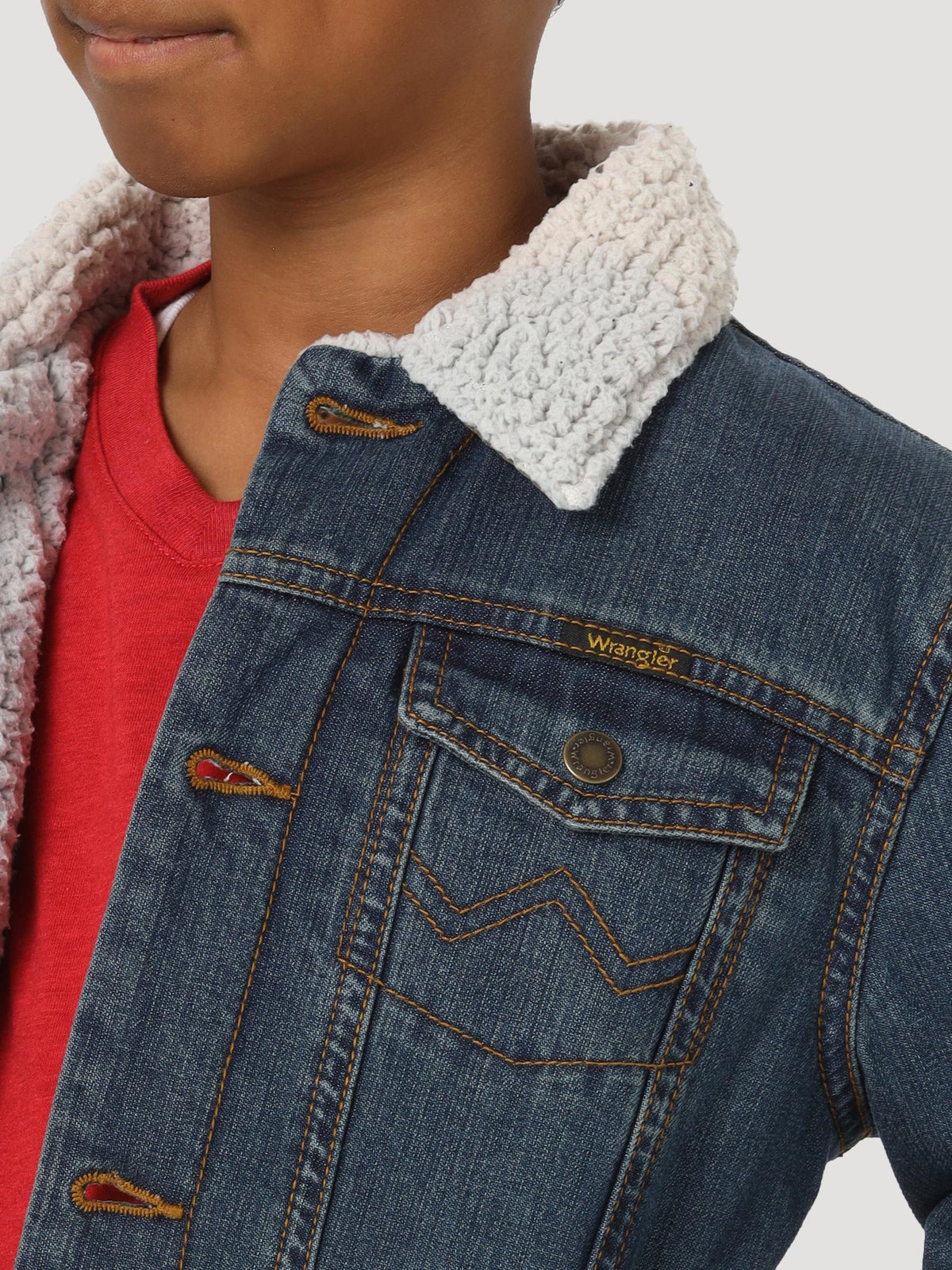 84256RT Wrangler Boy's Sherpa Denim Jacket