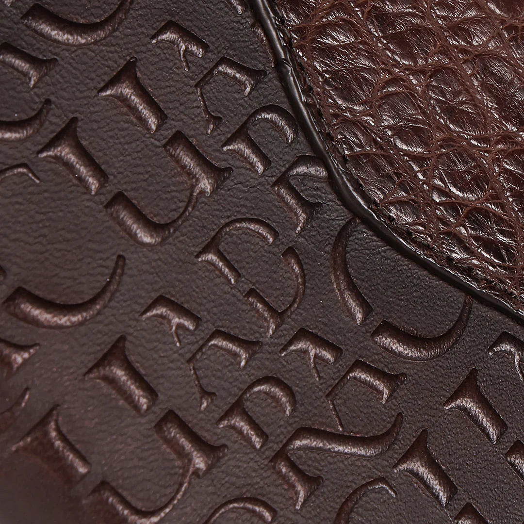Cuadra Wallet Alligator Stamp Chocolate