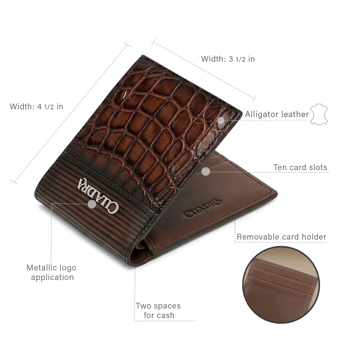 Cuadra Men's Honey Alligator Wallet DU774