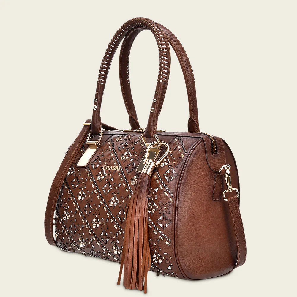 CUADRA LEATHER SWAROVSKY PURSE BROWN DU352