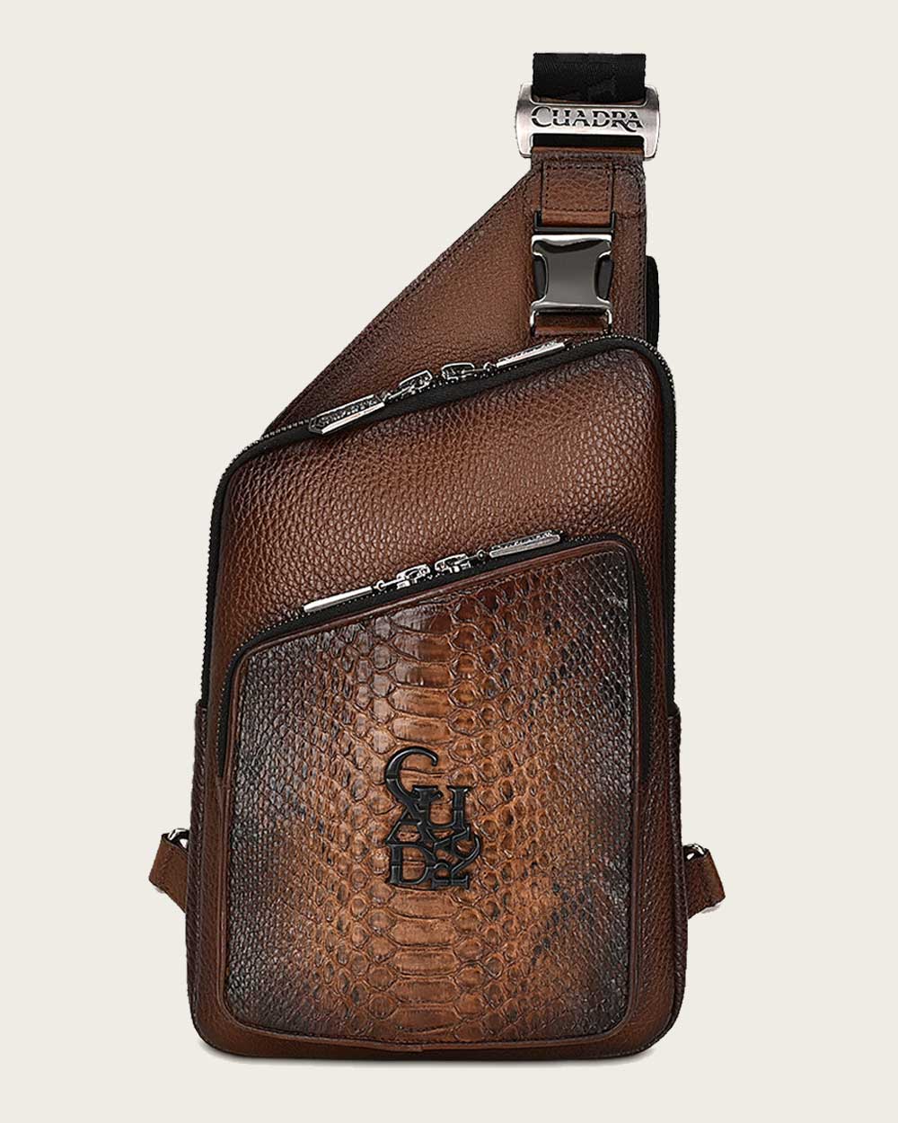 Cuadra Men's Over Brown Python Leather Bag DU503