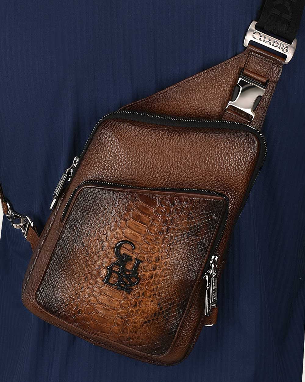 Cuadra Men's Over Brown Python Leather Bag DU503