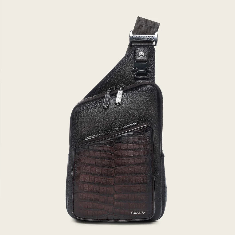 Cuadra Men's Caiman Zipper Bag Brown DU760