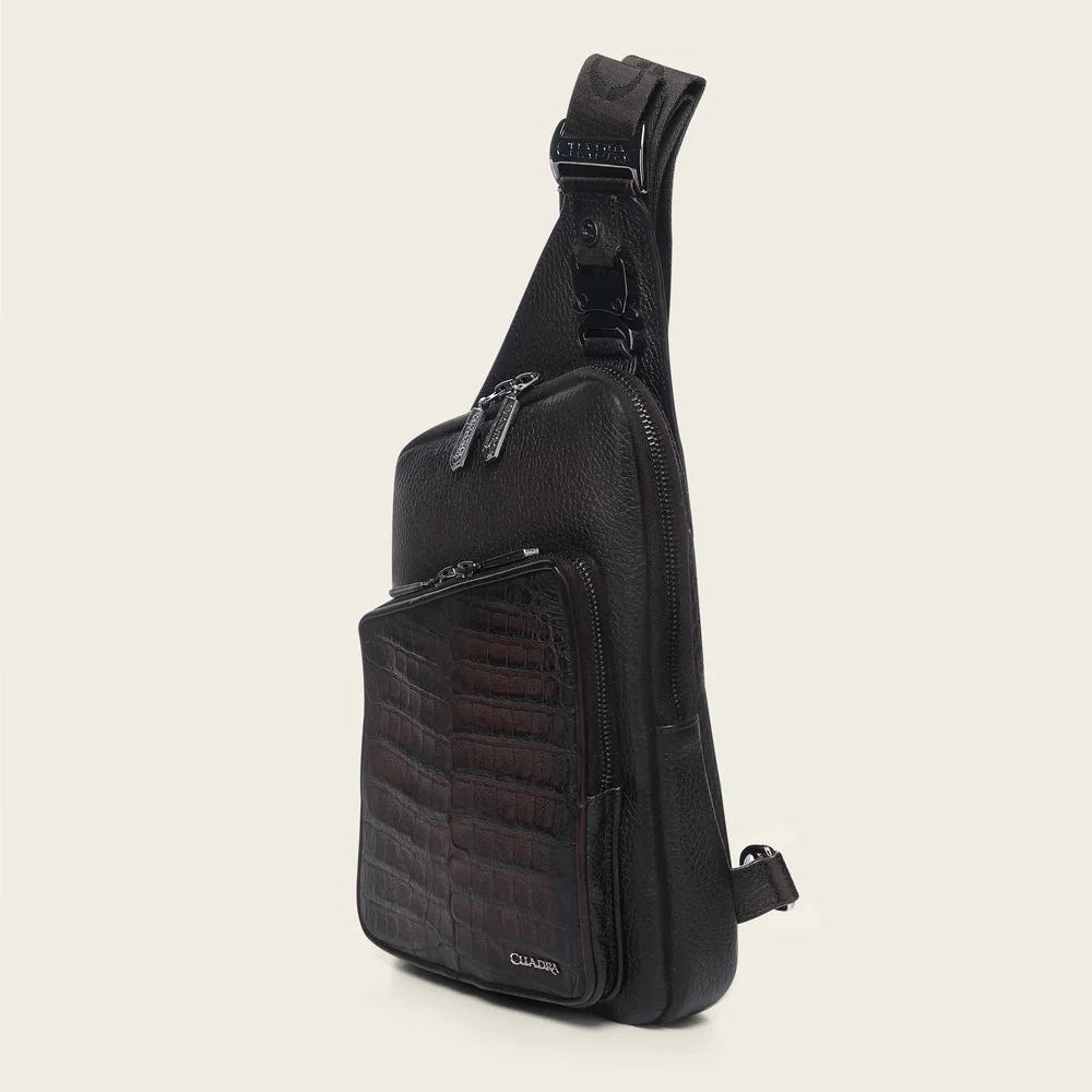 Cuadra Men's Caiman Zipper Bag Brown DU760