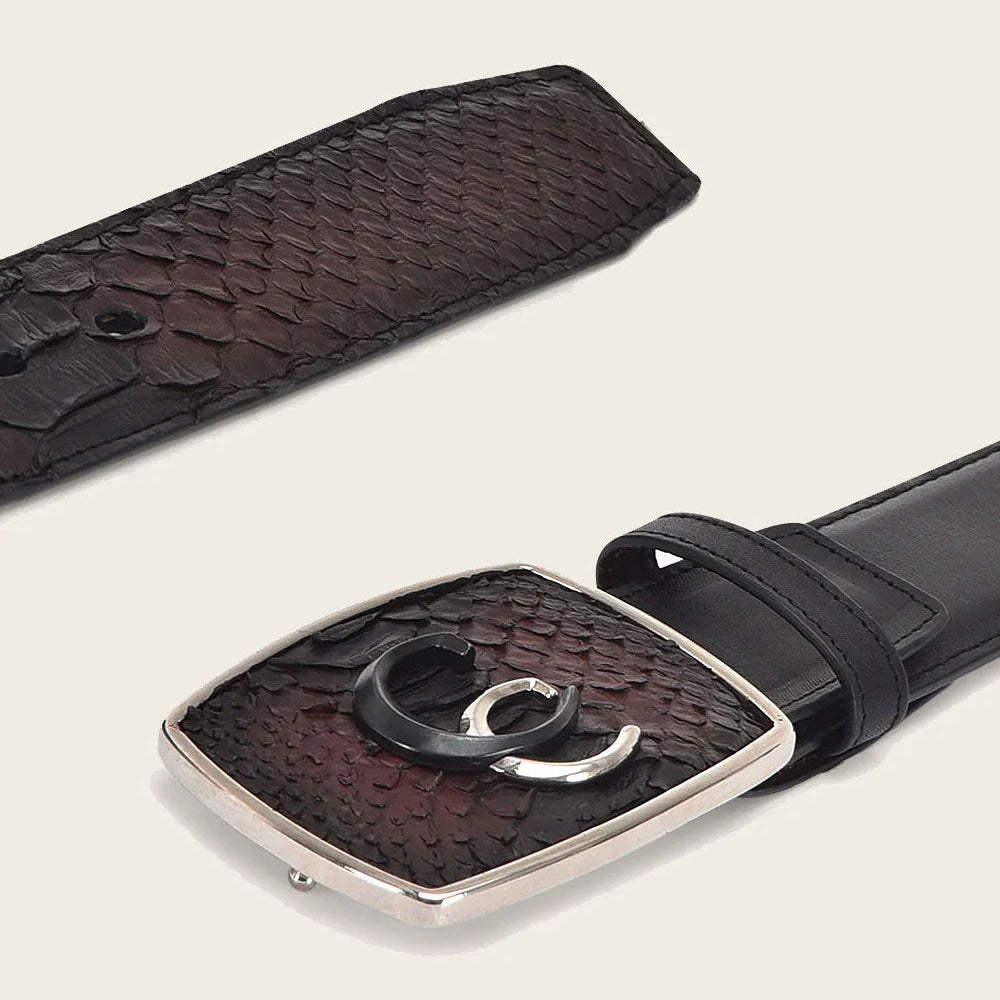 CUADRA MEN&#39;S PYTHON BELT BLACK CHERRY