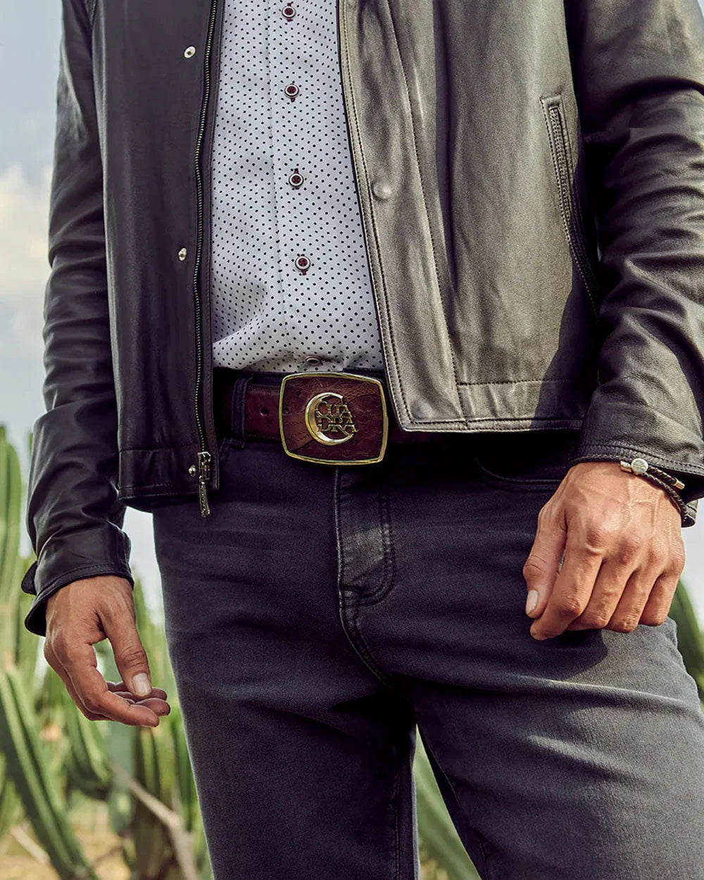 CUADRA BELT OSTRICH CHESTNUT