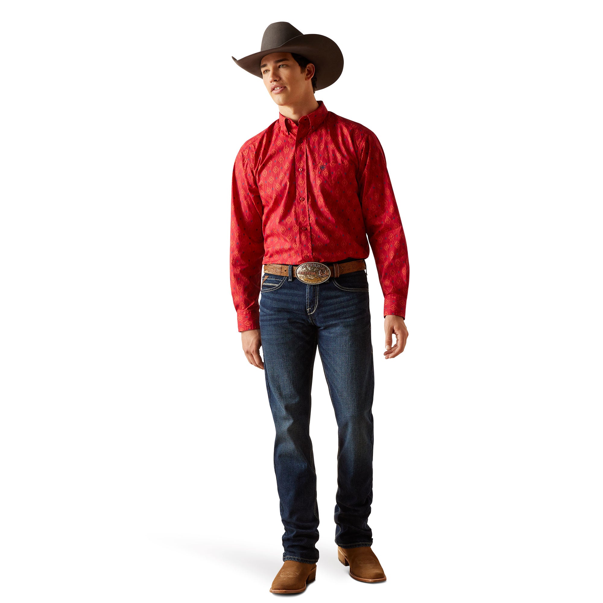 MENS ARIAT DRESS SHIRT RED