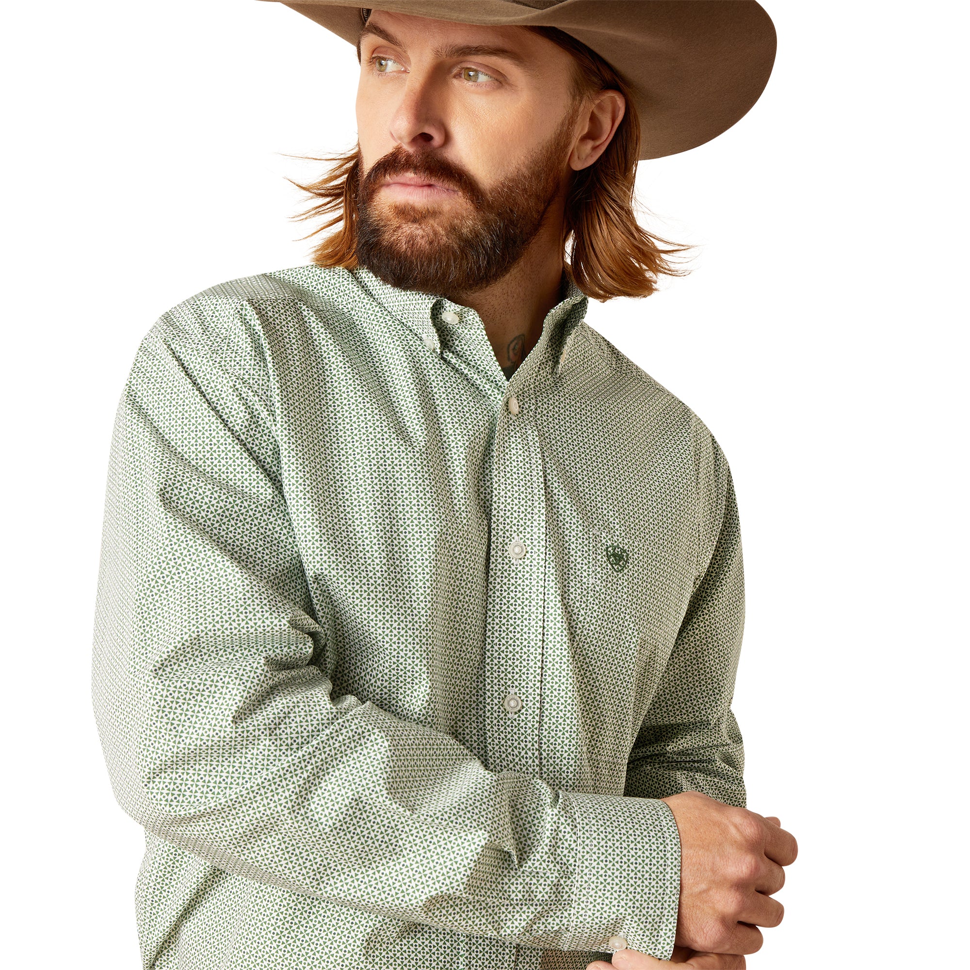 ariat green button down shirt