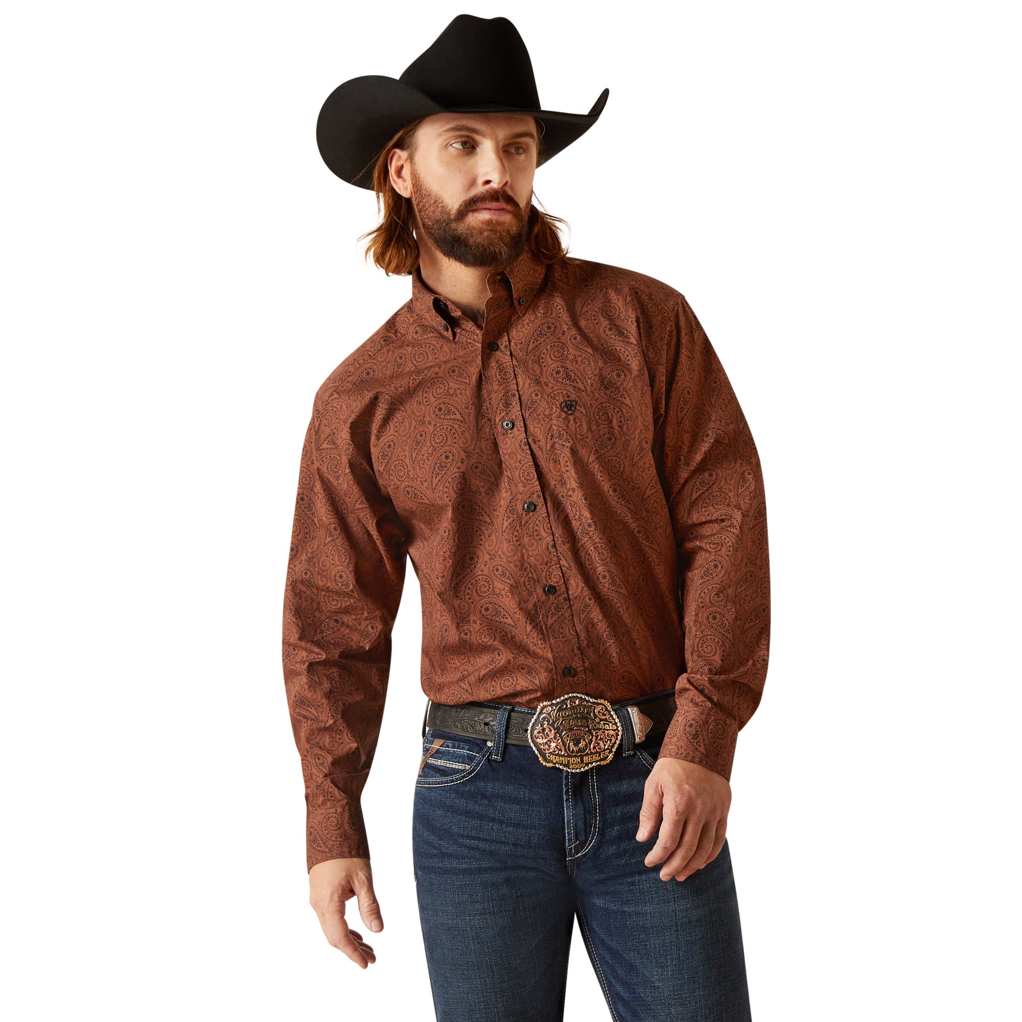 ariat brown paisley shirt