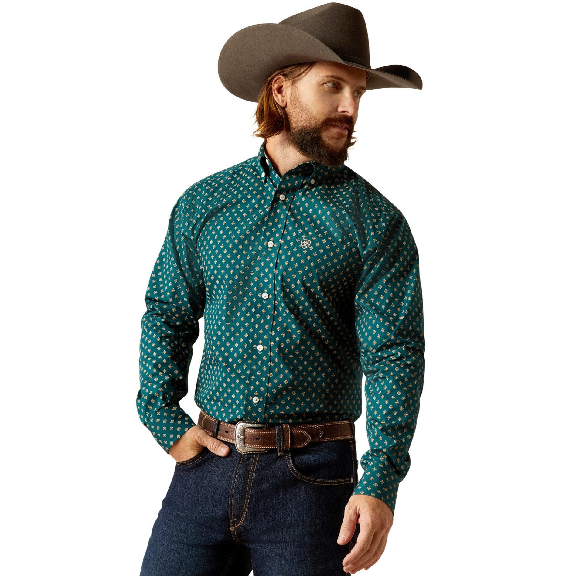 Grover ariat shirt green long sleeve