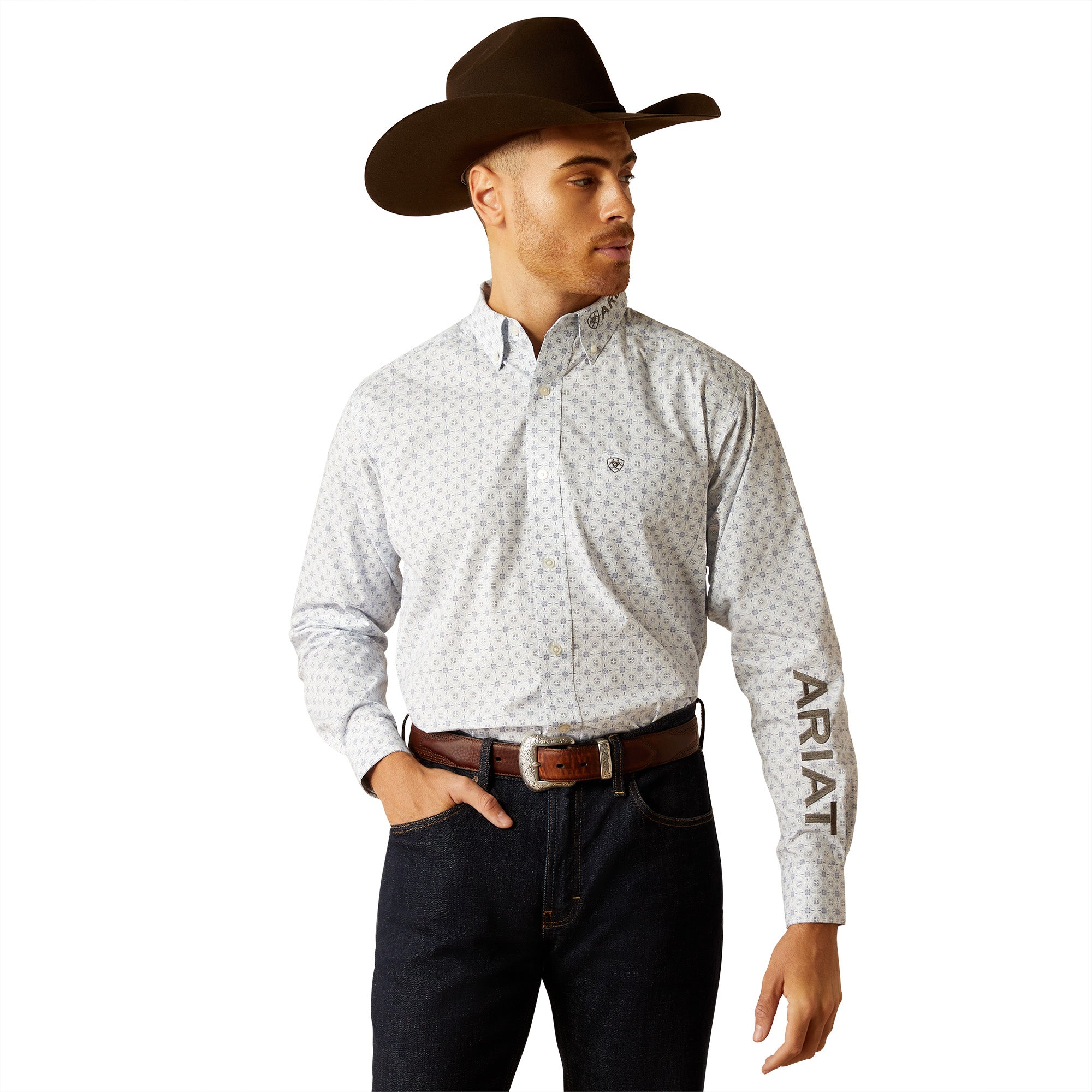 ariat white classic fit shirts