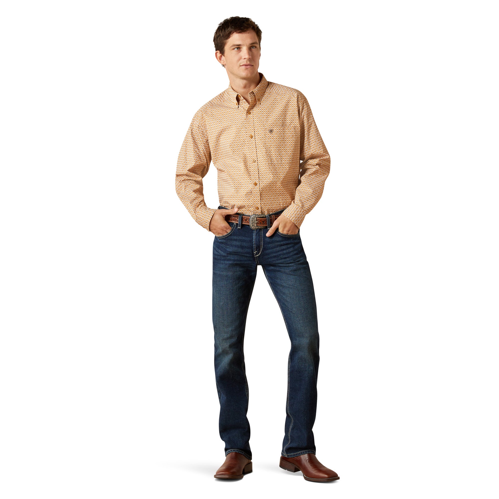 Ariat Men's Burnis Long Sleeve Shirt Tan Classic Fit