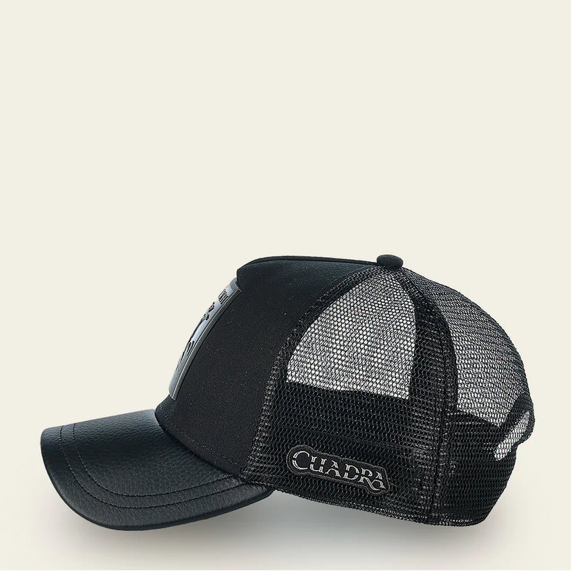 CC116 Cuadra Leather Hat Ostrich Patch Cap
