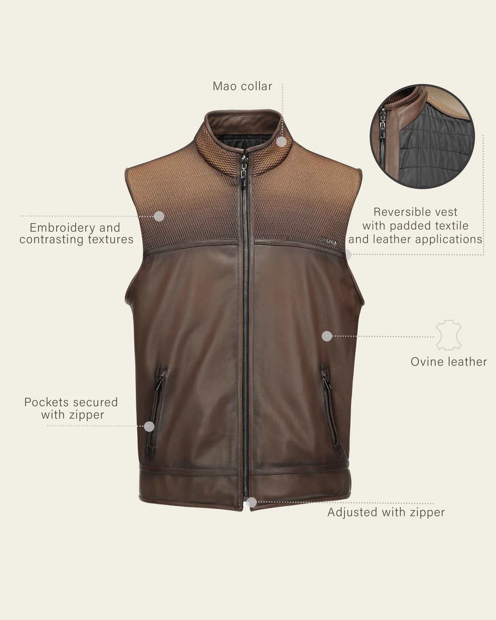 Cuadra Men's Ovine Leather Vest Honey JC360