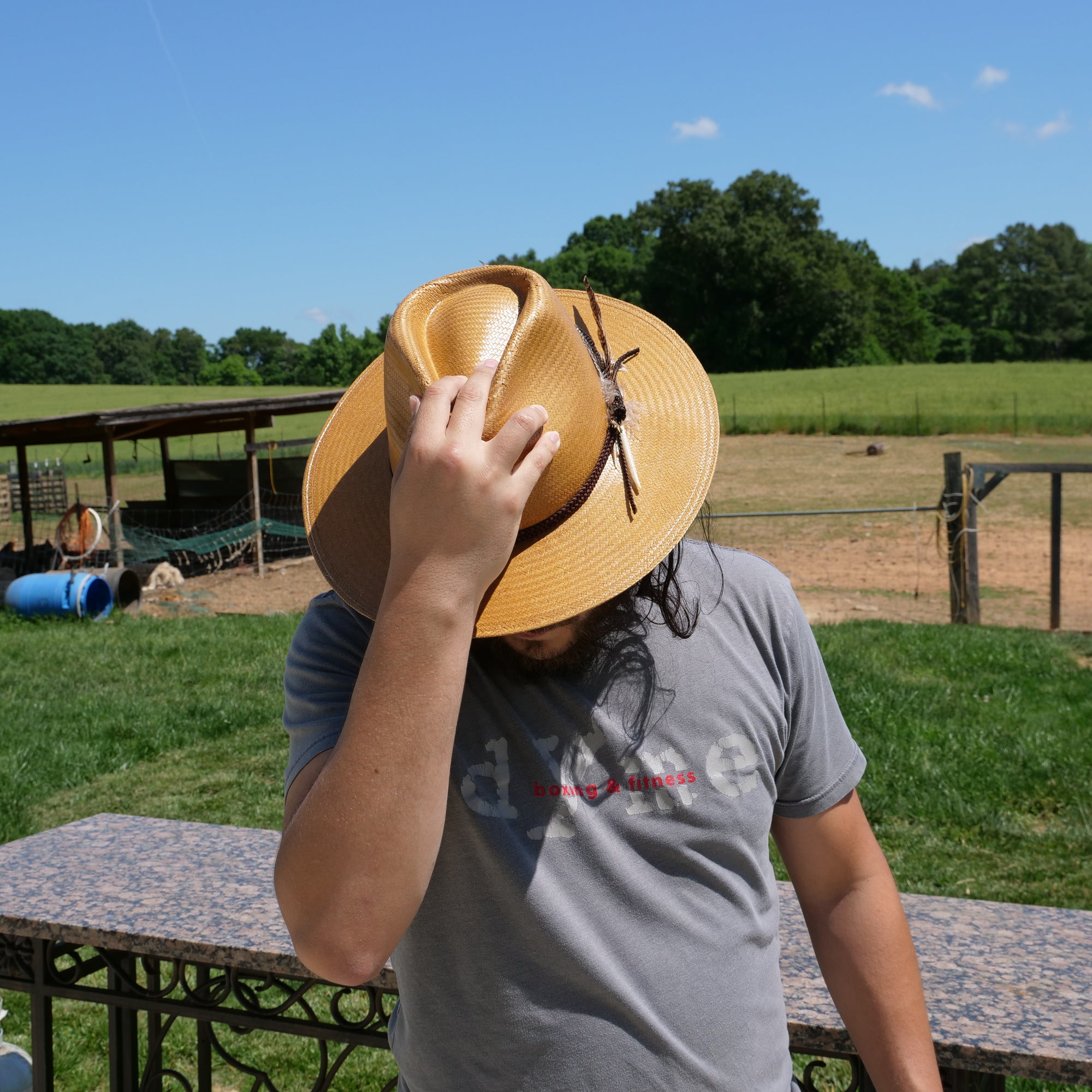 brown straw fedora hat