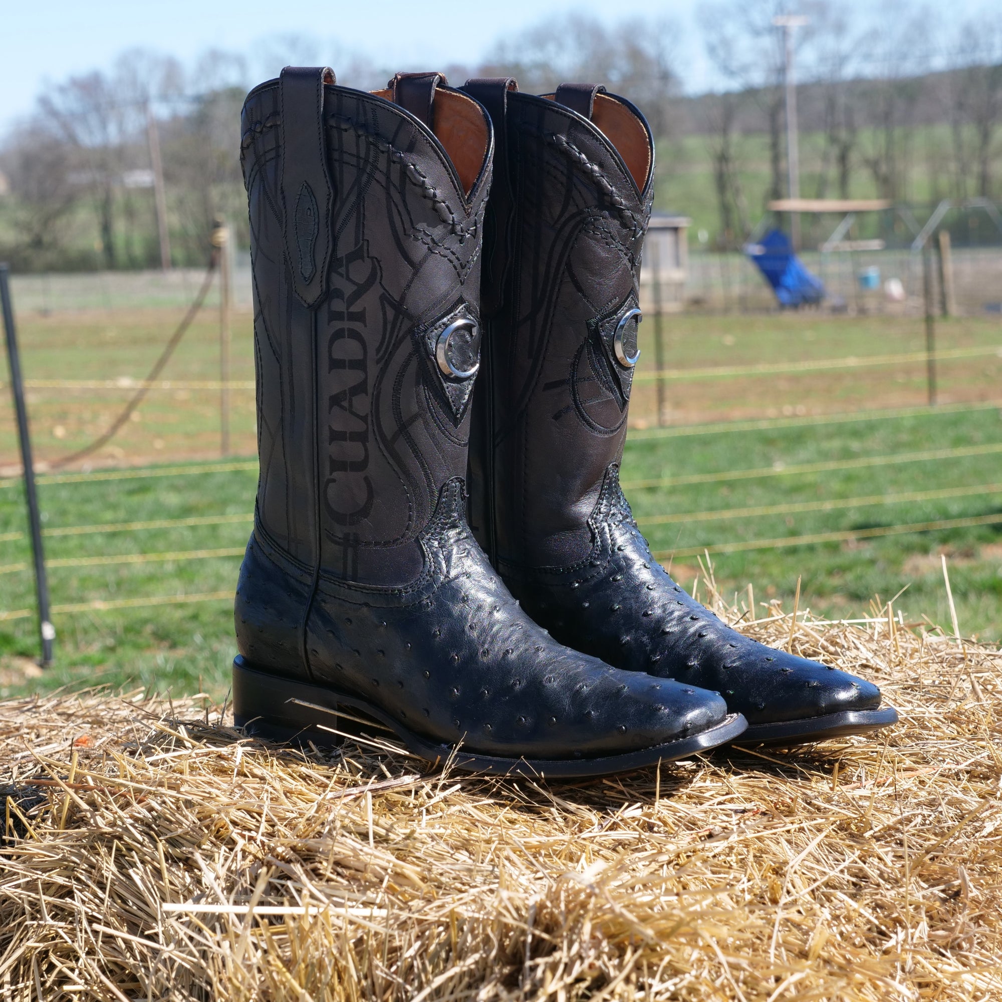 mens ostrich boots square toe 