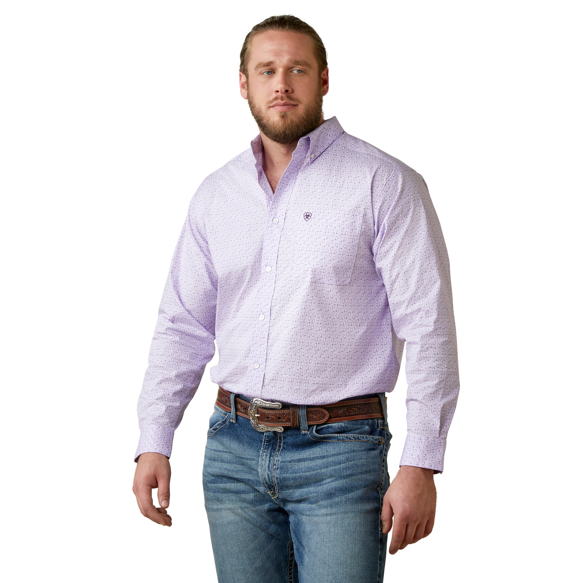 ariat men&#39;s purple long sleeve shirt