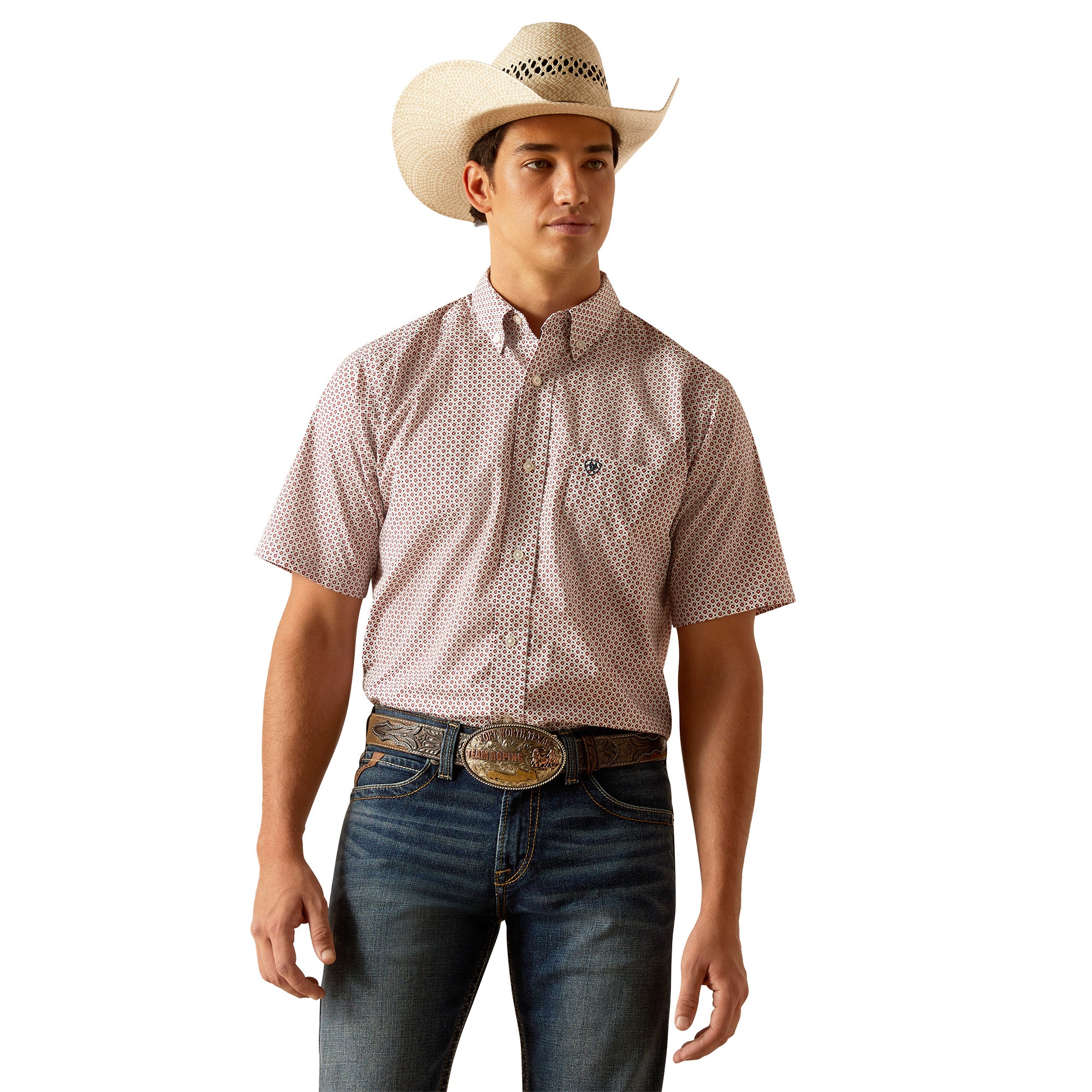 red ariat shirt