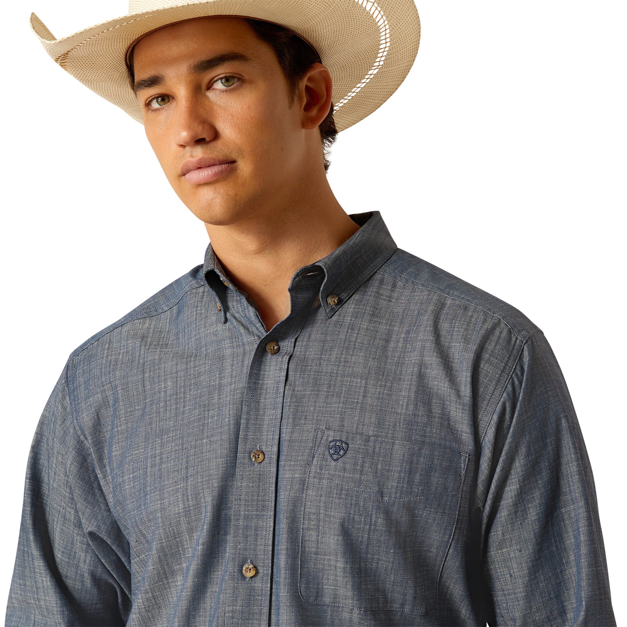 camisa ariat azul mesclilla