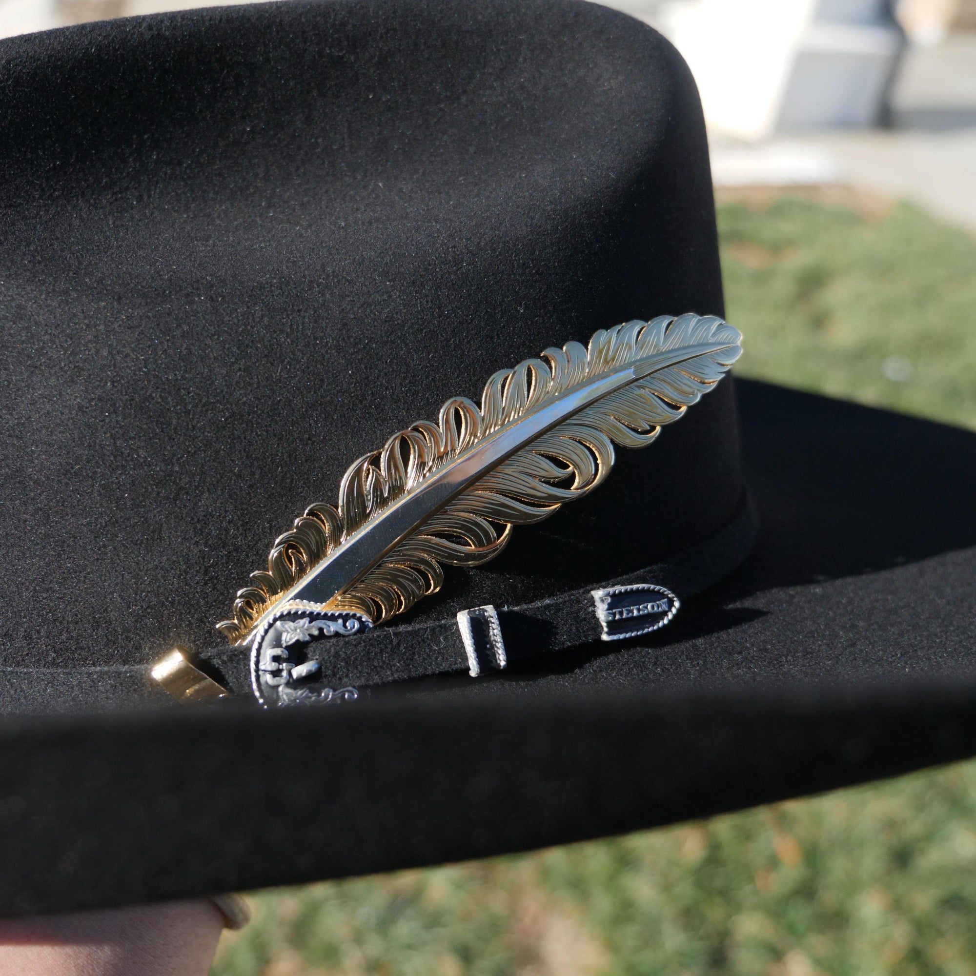 golden hat feather for cowboy hat