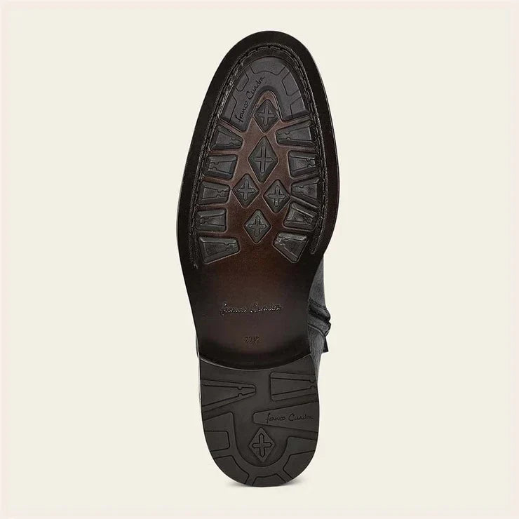 Cuadra Men&#39;s Zipper Round Toe Deerskin Black FC662