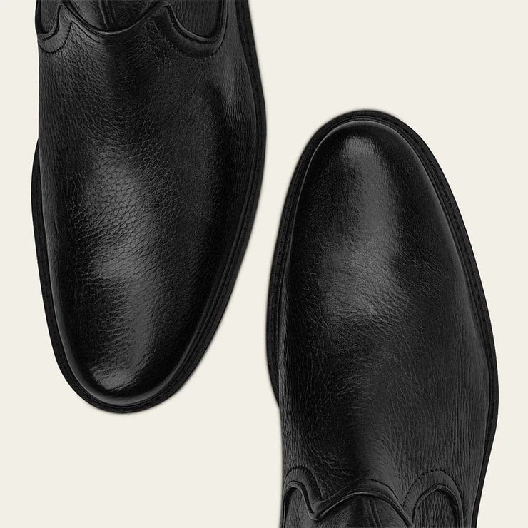Cuadra Men&#39;s Zipper Round Toe Deerskin Black FC662