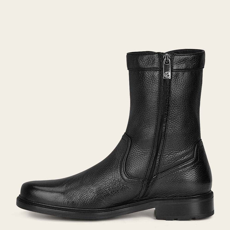 Cuadra Men&#39;s Zipper Round Toe Deerskin Black FC662