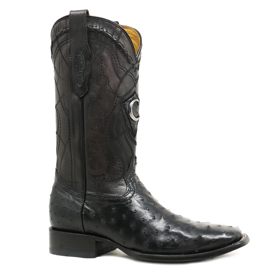 botas cuadra avestruz negros