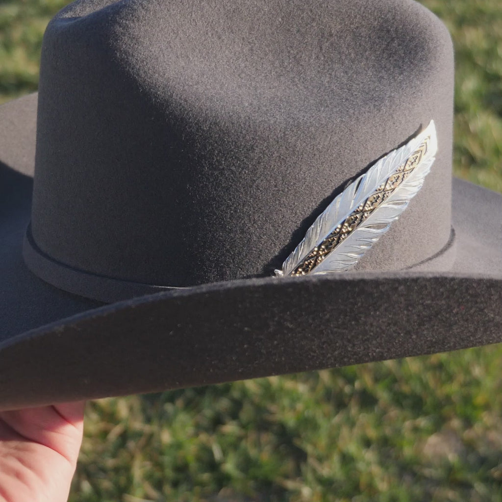 silver hat feather for cowboy hats