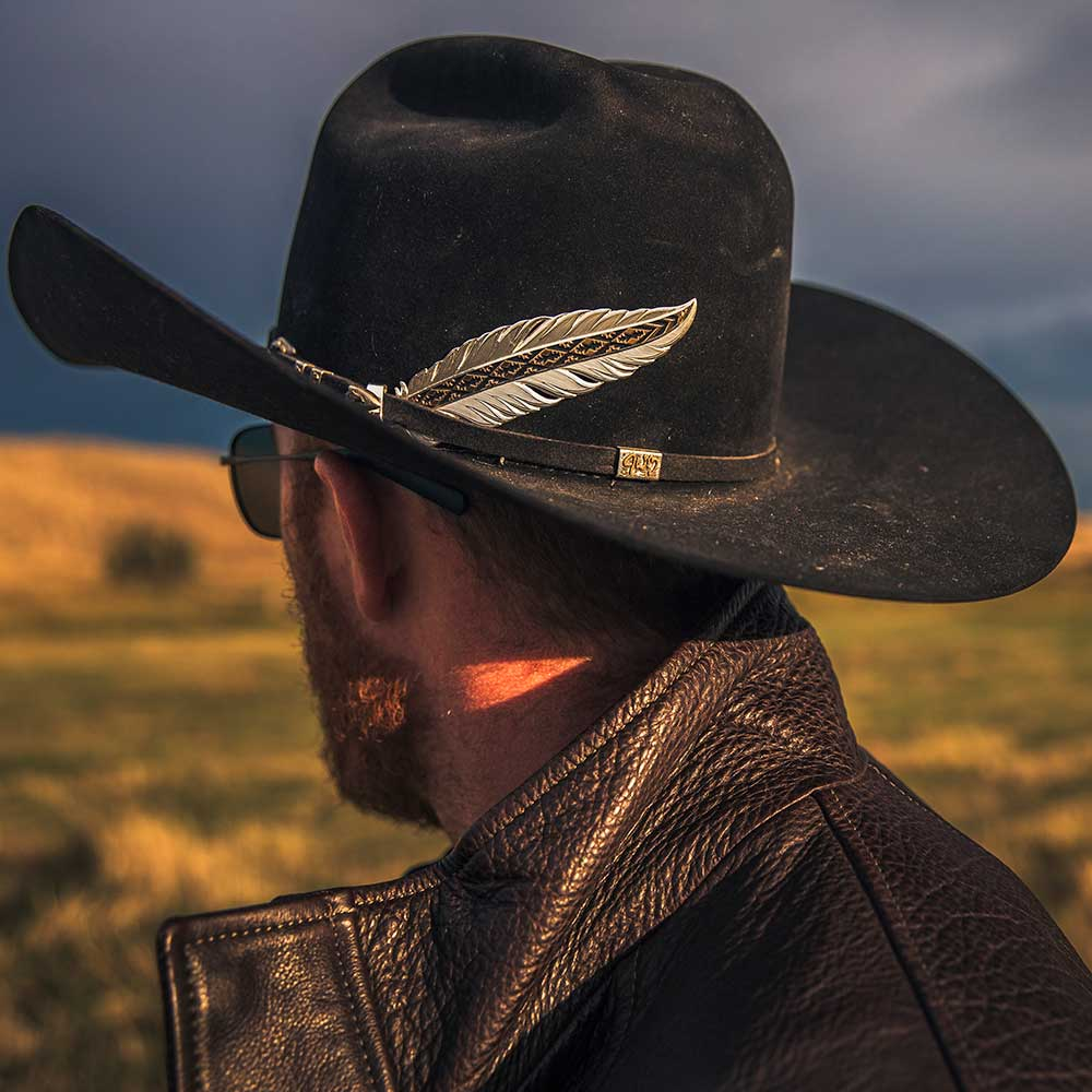 SILVER HAT FEATHER FOR COWBOY HAT