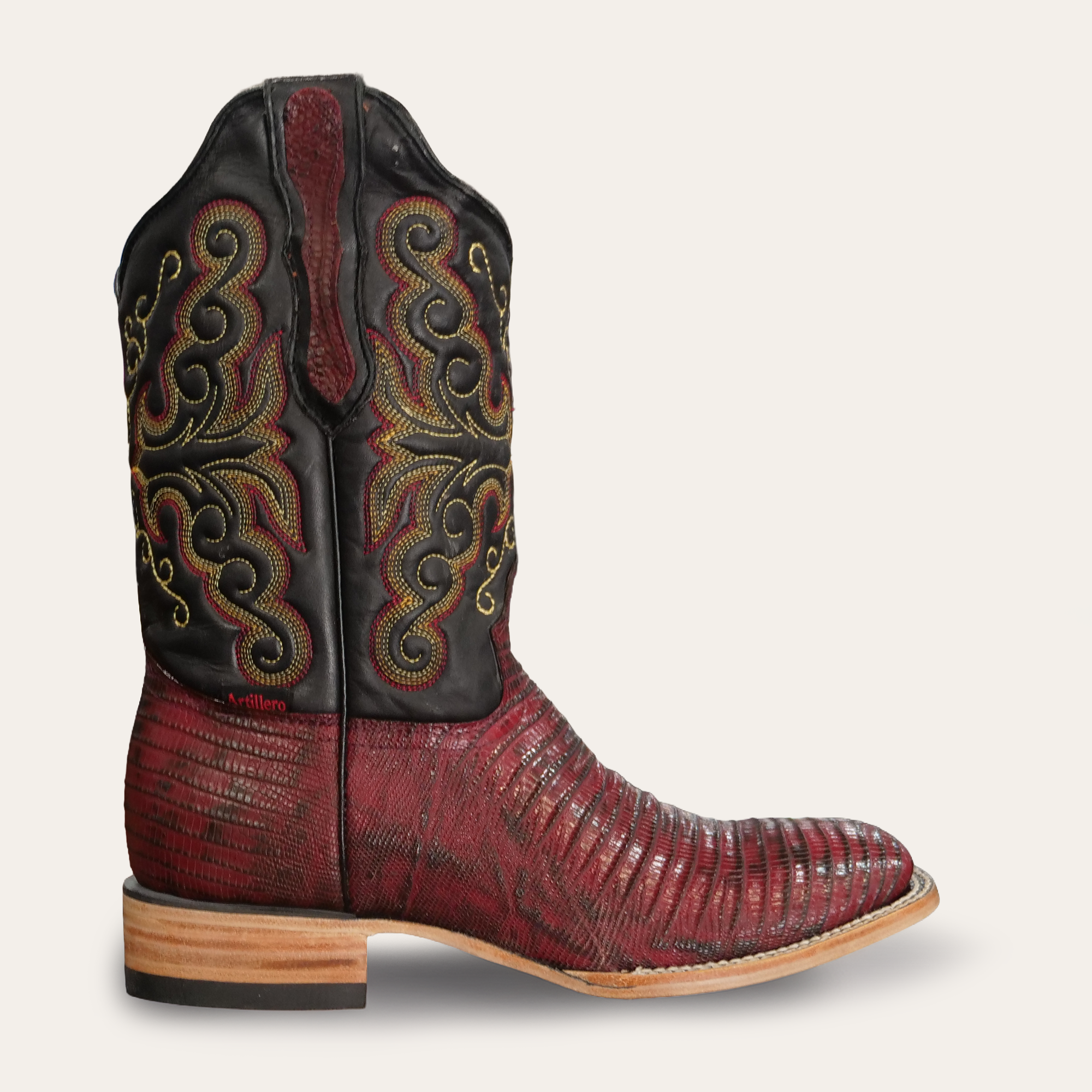 Men's Lizard Print Wine Boots H24